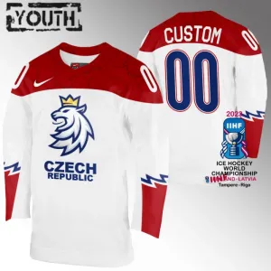 Tschechien Personalisiert IIHF World Championship 2023 Trikot - Kinder (Weiss) Tschechien Personalisiert IIHF World Championship 2023 Trikot - Kinder (Weiss)