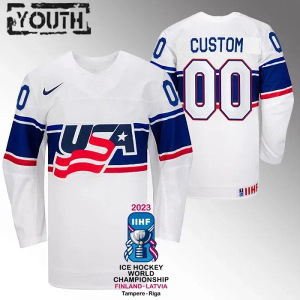 USA Personalisiert IIHF World Championship 2023 Trikot - Kinder (Weiss) USA Personalisiert IIHF World Championship 2023 Trikot - Kinder (Weiss)