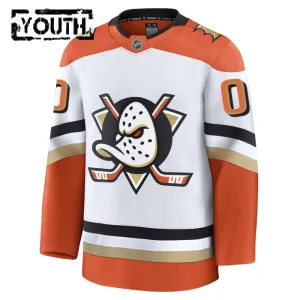 Fanatics Anaheim Ducks Personalisiert 24/25 Away Premium Trikot - Kinder (Weiss)