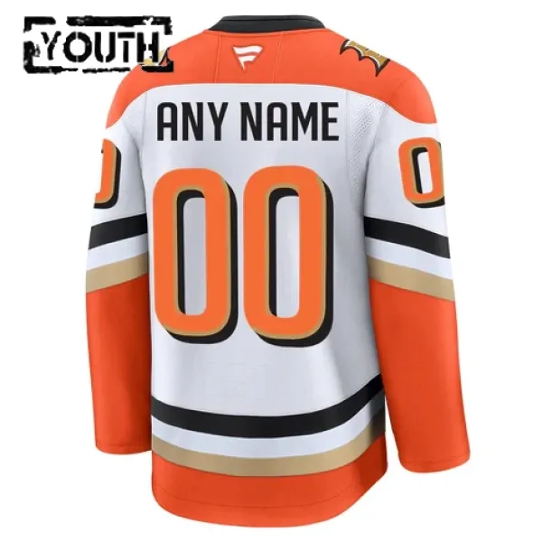 Fanatics Anaheim Ducks Personalisiert 24/25 Away Premium Trikot - Kinder (Weiss)
