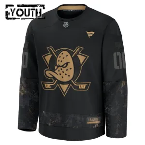 Fanatics Anaheim Ducks Personalisiert 24/25 Military Appreciation Practice Trikot - Kinder (Schwarz)