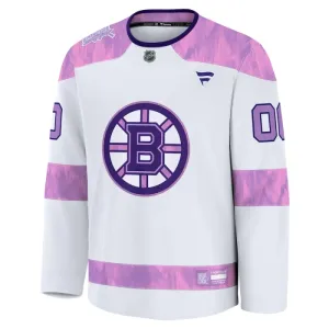 Fanatics Boston Bruins Hockey Fights Cancer Personalisiert 24/25 Practice Trikot - Herren (Weiss)