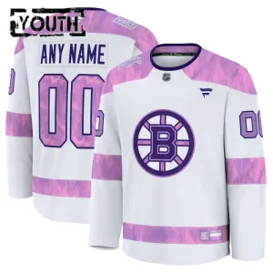 Fanatics Boston Bruins Hockey Fights Cancer Personalisiert 24/25 Practice Trikot - Kinder (Weiss)
