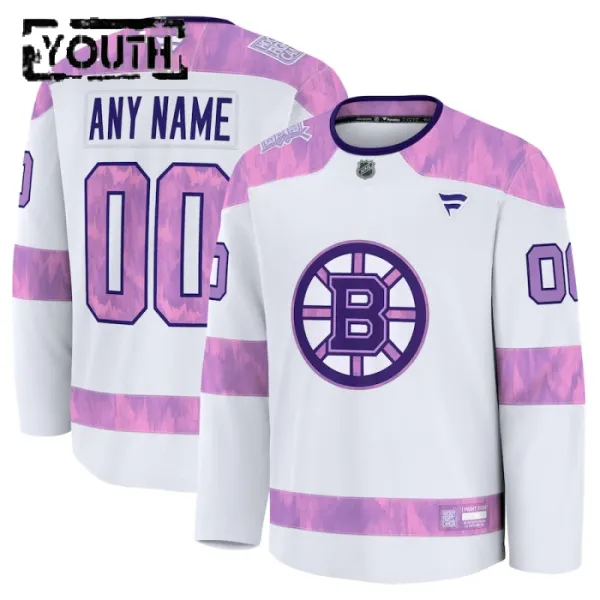 Fanatics Boston Bruins Hockey Fights Cancer Personalisiert 24/25 Practice Trikot - Kinder (Weiss) Fanatics Boston Bruins Hockey Fights Cancer Personalisiert 24/25 Practice Trikot - Kinder (Weiss)