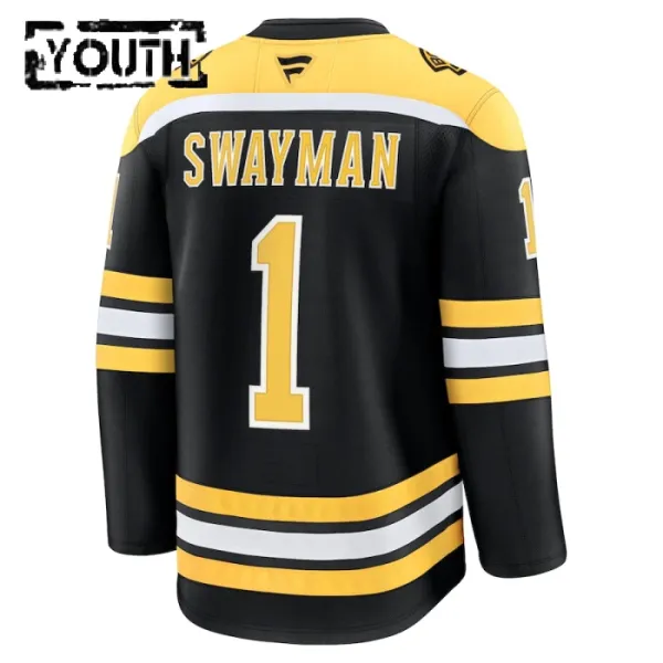 Fanatics Boston Bruins Jeremy Swayman 24/25 Home Premium Trikot - Kinder (Schwarz)