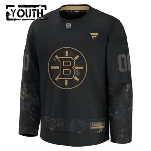 Fanatics Boston Bruins Personalisiert 24/25 Military Appreciation Practice Trikot - Kinder (Schwarz)