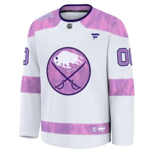 Fanatics Buffalo Sabres Hockey Fights Cancer Personalisiert 24/25 Practice Trikot - Herren (Weiss)