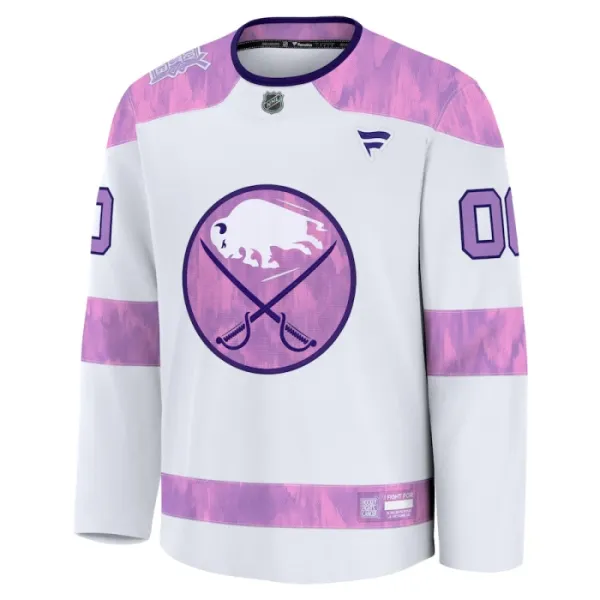 Fanatics Buffalo Sabres Hockey Fights Cancer Personalisiert 24/25 Practice Trikot - Herren (Weiss)