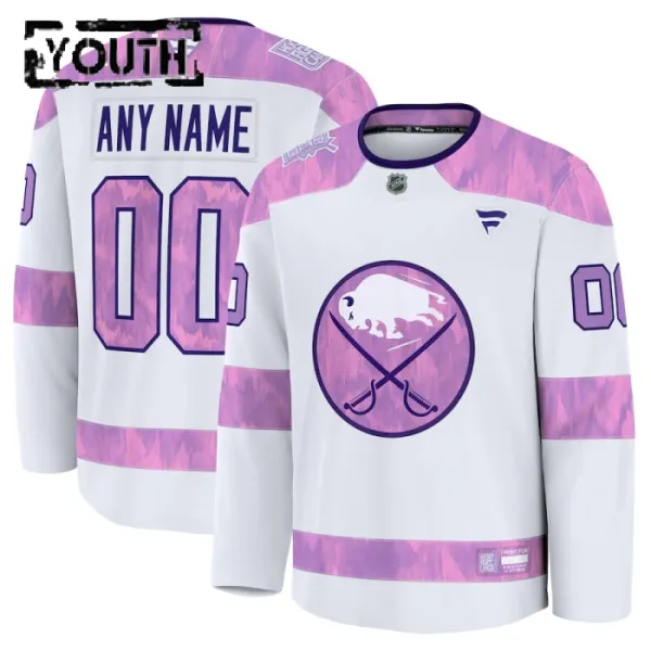 Fanatics Buffalo Sabres Hockey Fights Cancer Personalisiert 24/25 Practice Trikot - Kinder (Weiss) Fanatics Buffalo Sabres Hockey Fights Cancer Personalisiert 24/25 Practice Trikot - Kinder (Weiss)