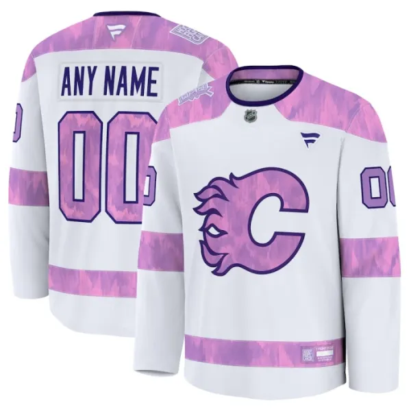 Fanatics Calgary Flames Hockey Fights Cancer Personalisiert 24/25 Practice Trikot - Herren (Weiss) Fanatics Calgary Flames Hockey Fights Cancer Personalisiert 24/25 Practice Trikot - Herren (Weiss)