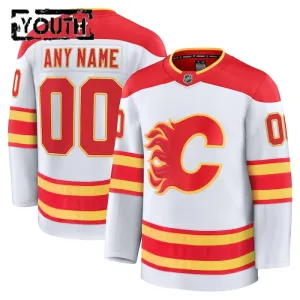 Fanatics Calgary Flames Personalisiert 24/25 Away Premium Trikot - Kinder (Weiss)