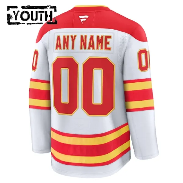 Fanatics Calgary Flames Personalisiert 24/25 Away Premium Trikot - Kinder (Weiss)