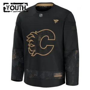 Fanatics Calgary Flames Personalisiert 24/25 Military Appreciation Practice Trikot - Kinder (Schwarz)
