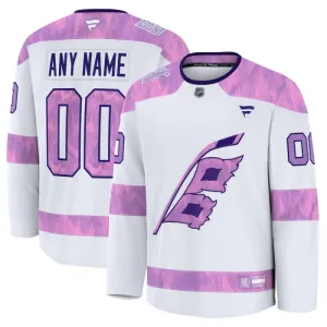 Fanatics Carolina Hurricanes Hockey Fights Cancer Personalisiert 24/25 Practice Trikot - Herren (Weiss)