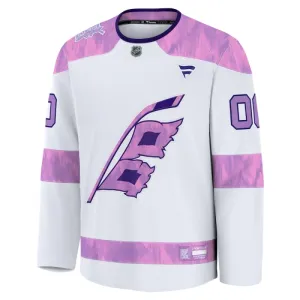 Fanatics Carolina Hurricanes Hockey Fights Cancer Personalisiert 24/25 Practice Trikot - Herren (Weiss)