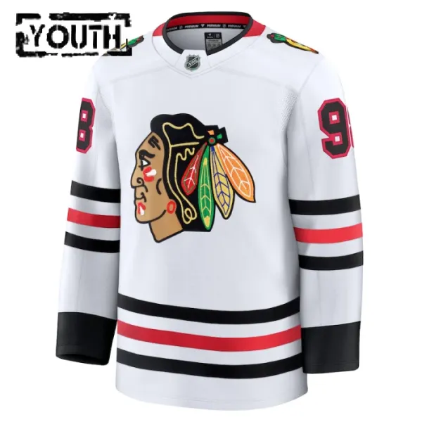 Fanatics Chicago Blackhawks Connor Bedard 24/25 Away Premium Trikot - Kinder (Weiss)