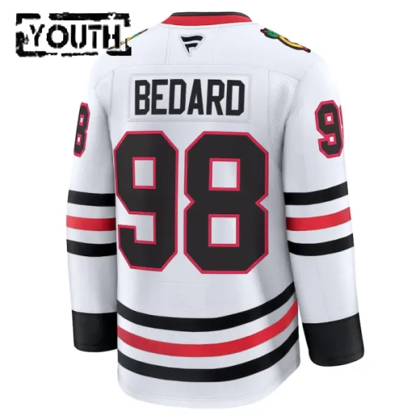 Fanatics Chicago Blackhawks Connor Bedard 24/25 Away Premium Trikot - Kinder (Weiss)