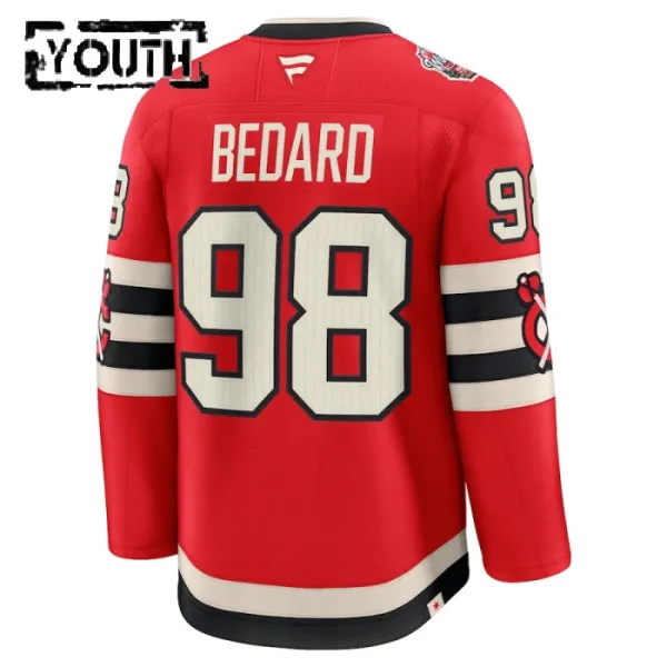 Fanatics Chicago Blackhawks Connor Bedard 24/25 Premium Winter Classic Trikot - Kinder (Rot)