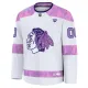 Fanatics Chicago Blackhawks Hockey Fights Cancer Personalisiert 24/25 Practice Trikot - Herren (Weiss)