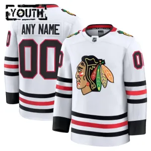 Fanatics Chicago Blackhawks Personalisiert 24/25 Away Premium Trikot - Kinder (Weiss)