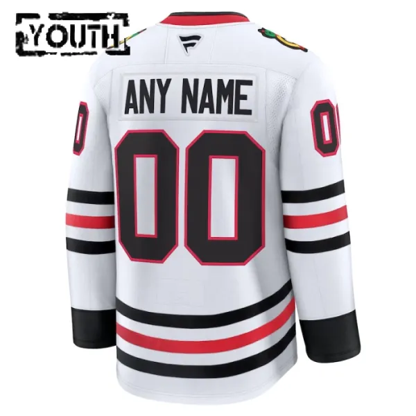 Fanatics Chicago Blackhawks Personalisiert 24/25 Away Premium Trikot - Kinder (Weiss)