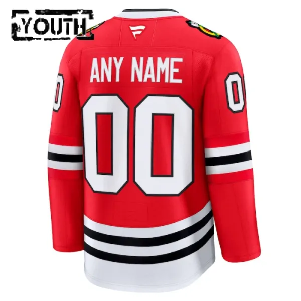 Fanatics Chicago Blackhawks Personalisiert 24/25 Home Premium Trikot - Kinder (Rot)