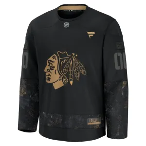Fanatics Chicago Blackhawks Personalisiert 24/25 Military Appreciation Practice Trikot - Herren (Schwarz)