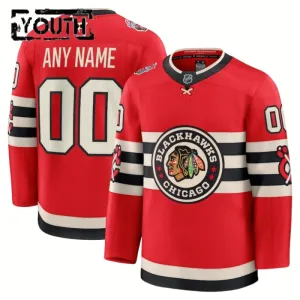 Fanatics Chicago Blackhawks Personalisiert 24/25 Premium Winter Classic Trikot - Kinder (Rot)