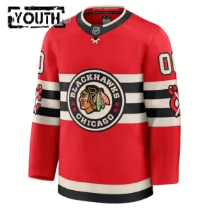 Fanatics Chicago Blackhawks Personalisiert 24/25 Premium Winter Classic Trikot - Kinder (Rot)