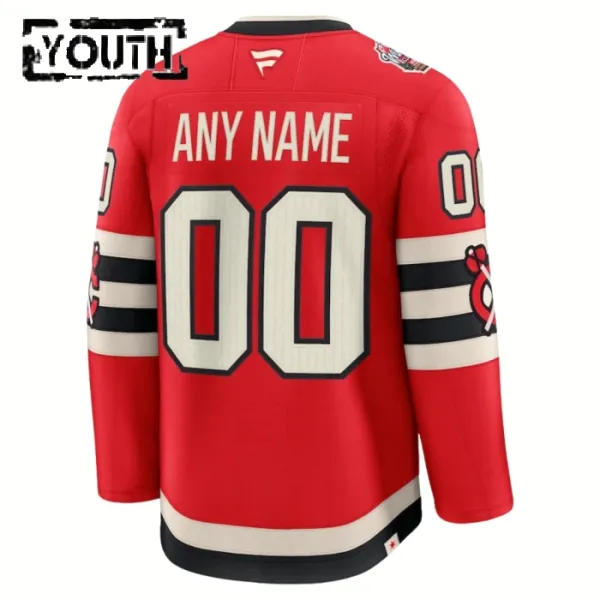 Fanatics Chicago Blackhawks Personalisiert 24/25 Premium Winter Classic Trikot - Kinder (Rot)