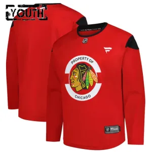 Fanatics Chicago Blackhawks Team Personalisiert 24/25 Practice Trikot - Kinder (Rot)