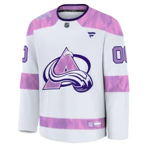 Fanatics Colorado Avalanche Hockey Fights Cancer Personalisiert 24/25 Practice Trikot - Herren (Weiss)