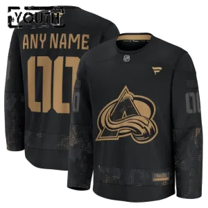 Fanatics Colorado Avalanche Personalisiert 24/25 Military Appreciation Practice Trikot - Kinder (Schwarz)