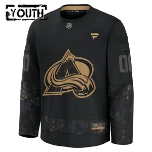 Fanatics Colorado Avalanche Personalisiert 24/25 Military Appreciation Practice Trikot - Kinder (Schwarz)