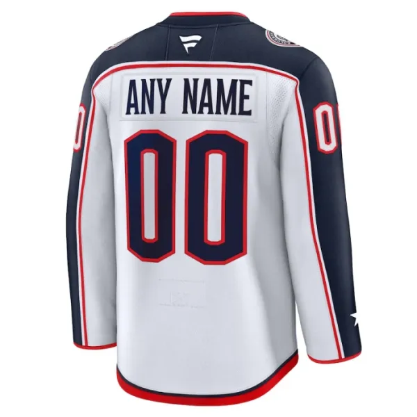 Fanatics Columbus Blue Jackets Personalisiert 24/25 Away Premium Trikot - Herren (Weiss)