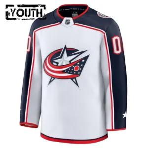 Fanatics Columbus Blue Jackets Personalisiert 24/25 Away Premium Trikot - Kinder (Weiss)