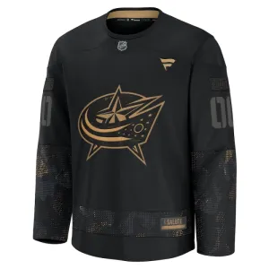 Fanatics Columbus Blue Jackets Personalisiert 24/25 Military Appreciation Practice Trikot - Herren (Schwarz)