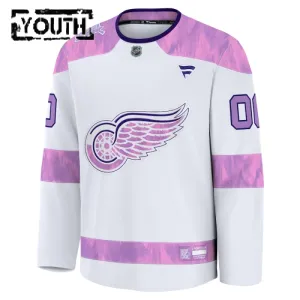 Fanatics Detroit Red Wings Hockey Fights Cancer Personalisiert 24/25 Practice Trikot - Kinder (Weiss)