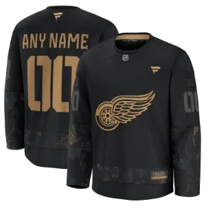 Fanatics Detroit Red Wings Personalisiert 24/25 Military Appreciation Practice Trikot - Herren (Schwarz)