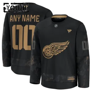 Fanatics Detroit Red Wings Personalisiert 24/25 Military Appreciation Practice Trikot - Kinder (Schwarz)