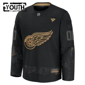 Fanatics Detroit Red Wings Personalisiert 24/25 Military Appreciation Practice Trikot - Kinder (Schwarz)