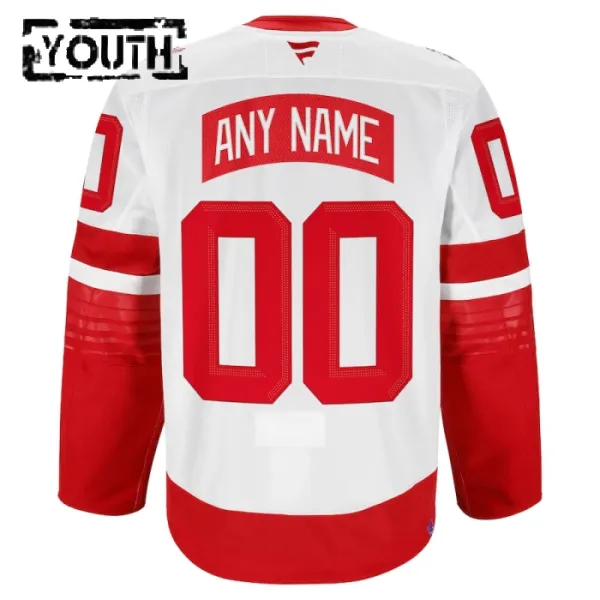 Fanatics Detroit Red Wings Personalisiert 24/25 Premium Stadium Series Trikot - Kinder (Weiss)