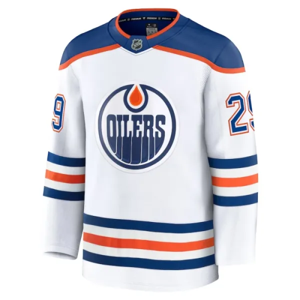 Fanatics Edmonton Oilers Leon Draisaitl 24/25 Away Premium Trikot - Herren (Weiss)