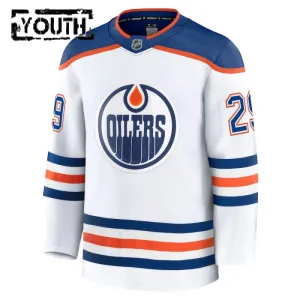 Fanatics Edmonton Oilers Leon Draisaitl 24/25 Away Premium Trikot - Kinder (Weiss)