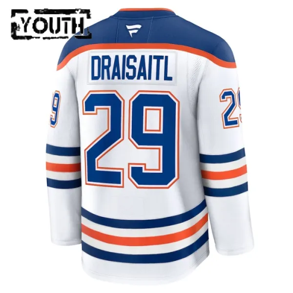 Fanatics Edmonton Oilers Leon Draisaitl 24/25 Away Premium Trikot - Kinder (Weiss)