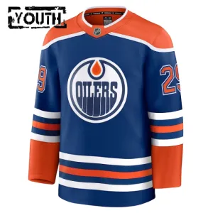 Fanatics Edmonton Oilers Leon Draisaitl 24/25 Home Premium Trikot - Kinder (Blau)