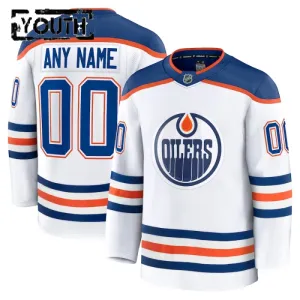 Fanatics Edmonton Oilers Personalisiert 24/25 Away Premium Trikot - Kinder (Weiss)