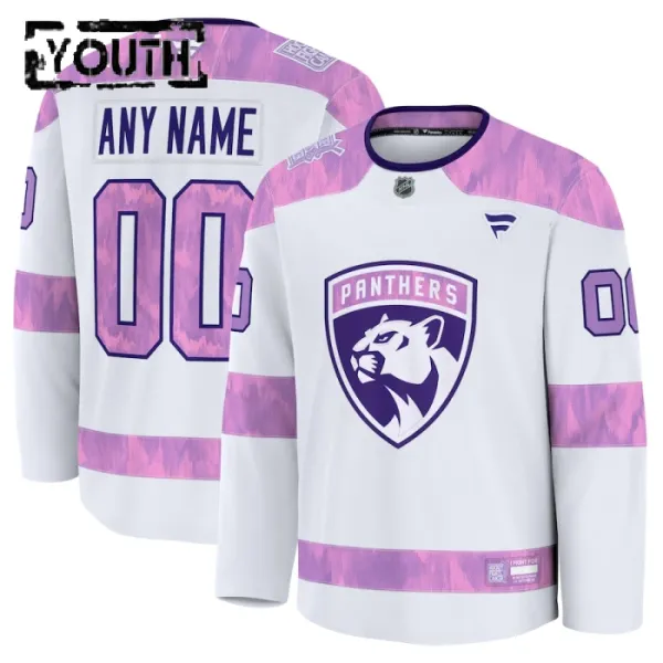 Fanatics Florida Panthers Hockey Fights Cancer Personalisiert 24/25 Practice Trikot - Kinder (Weiss) Fanatics Florida Panthers Hockey Fights Cancer Personalisiert 24/25 Practice Trikot - Kinder (Weiss)