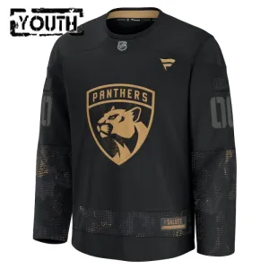 Fanatics Florida Panthers Personalisiert 24/25 Military Appreciation Practice Trikot - Kinder (Schwarz)