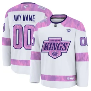 Fanatics Los Angeles Kings Hockey Fights Cancer Personalisiert 24/25 Practice Trikot - Herren (Weiss)